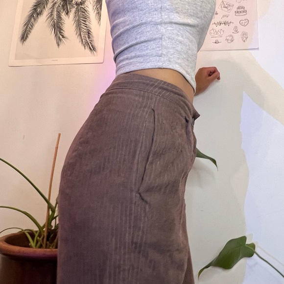 brown corduroy wide leg pants | high rise - Picture 4 of 5